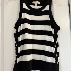 Michael Kors Black and White Striped Tank Top